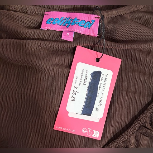 Edikted Chocolate Sheer Ruffle Blouse - Picture 6 of 6